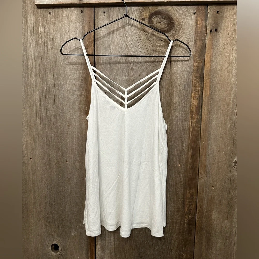 2015 Express One Eleven Double V-neck Strappy Front Cami Tank Top White Small